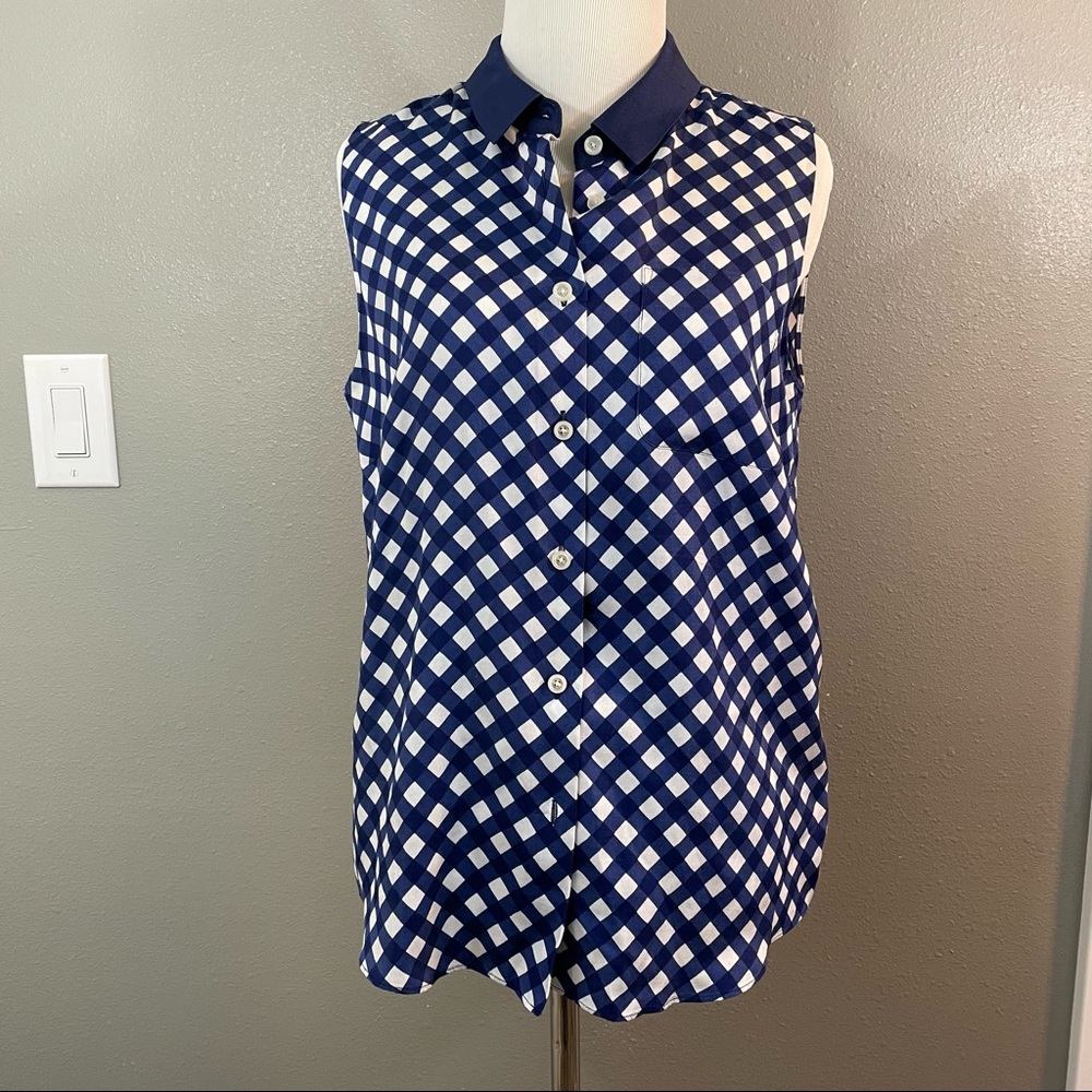 Kate Spade Blue Gingham Sleeveless top sz 8